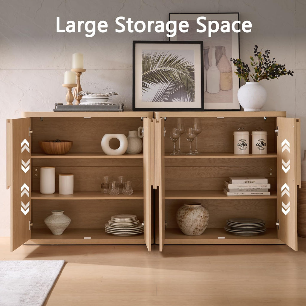 62.28'' Sideboard Buffet Cabinet with Storage, Modern Accent Cabinets Adjustable Shelves, 4 Doors Coffee Bar Buffet