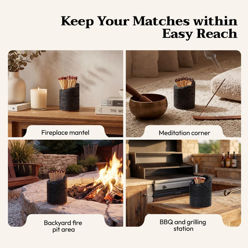 Ceramic Match Holder with Striker - Handmade Match Box - Matches in a Jar Candle - Modern Bathroom & Home - Set of 2