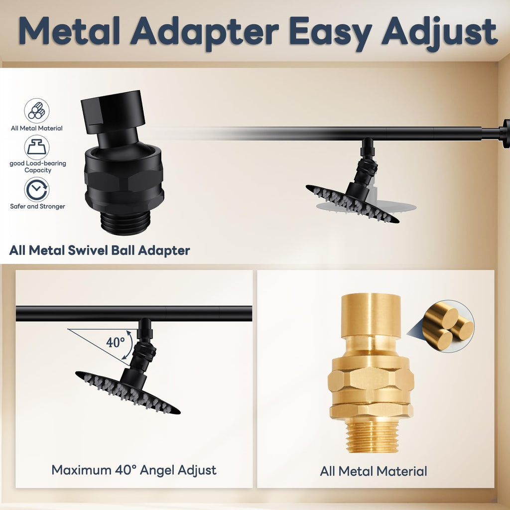 Dual Shower Head for Couples with 6-Mode Diverter, Matte Black