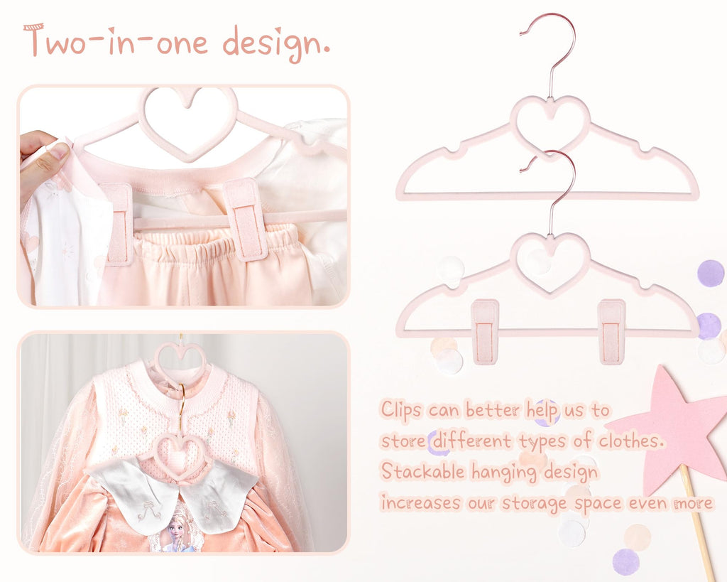 Velvet Baby Hangers, Kids Hangers with Clips for Toddler & Infant Clothes