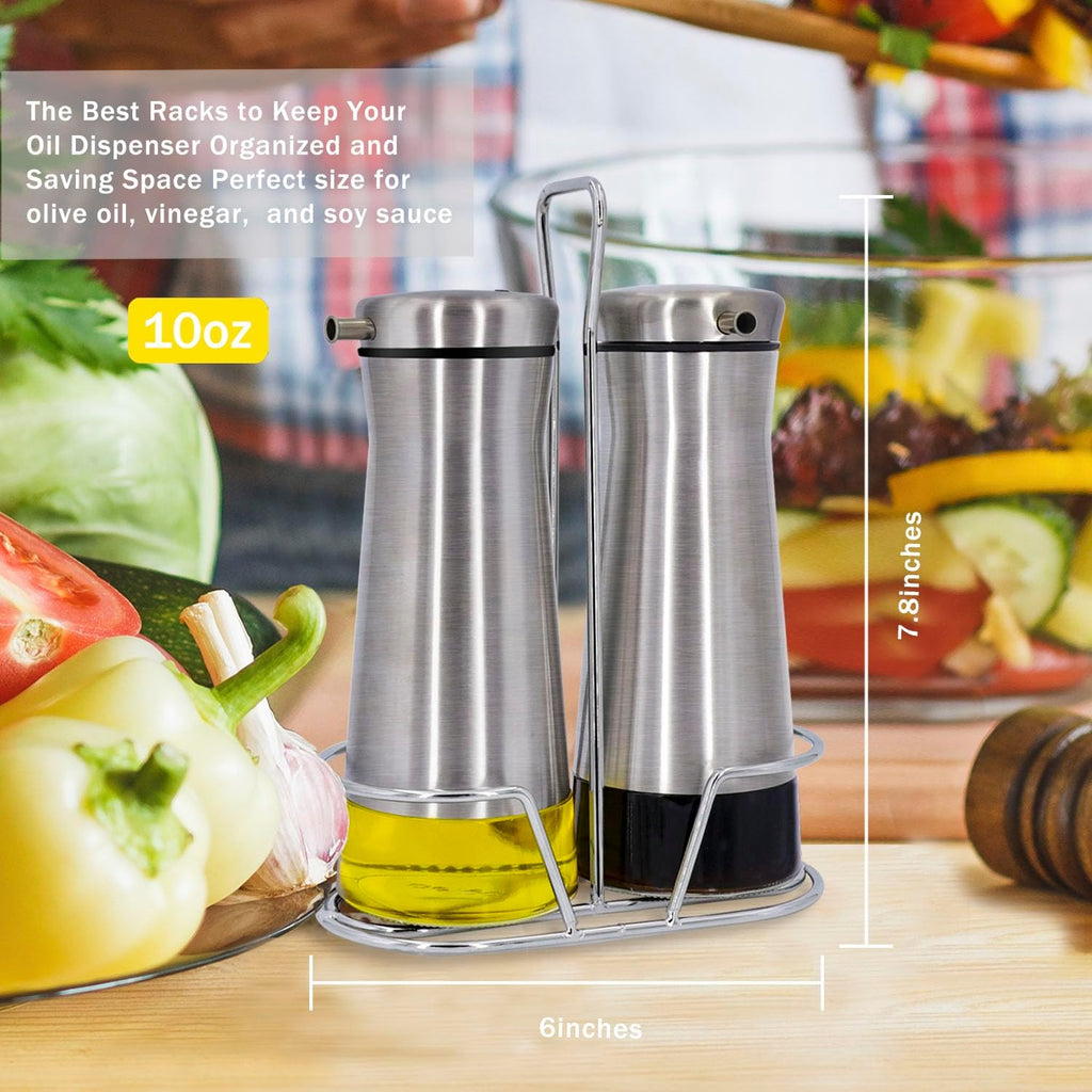 Oil And Vinegar Dispenser Set with Caddy - 2 Pack Oil Dispenser Bottle with No-Drip - Kitchen Decor and Accessories - Set of 2