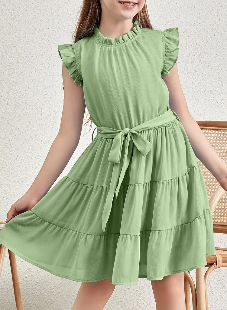 Girl Summer Short Sleeve Ruffle Party Dresses