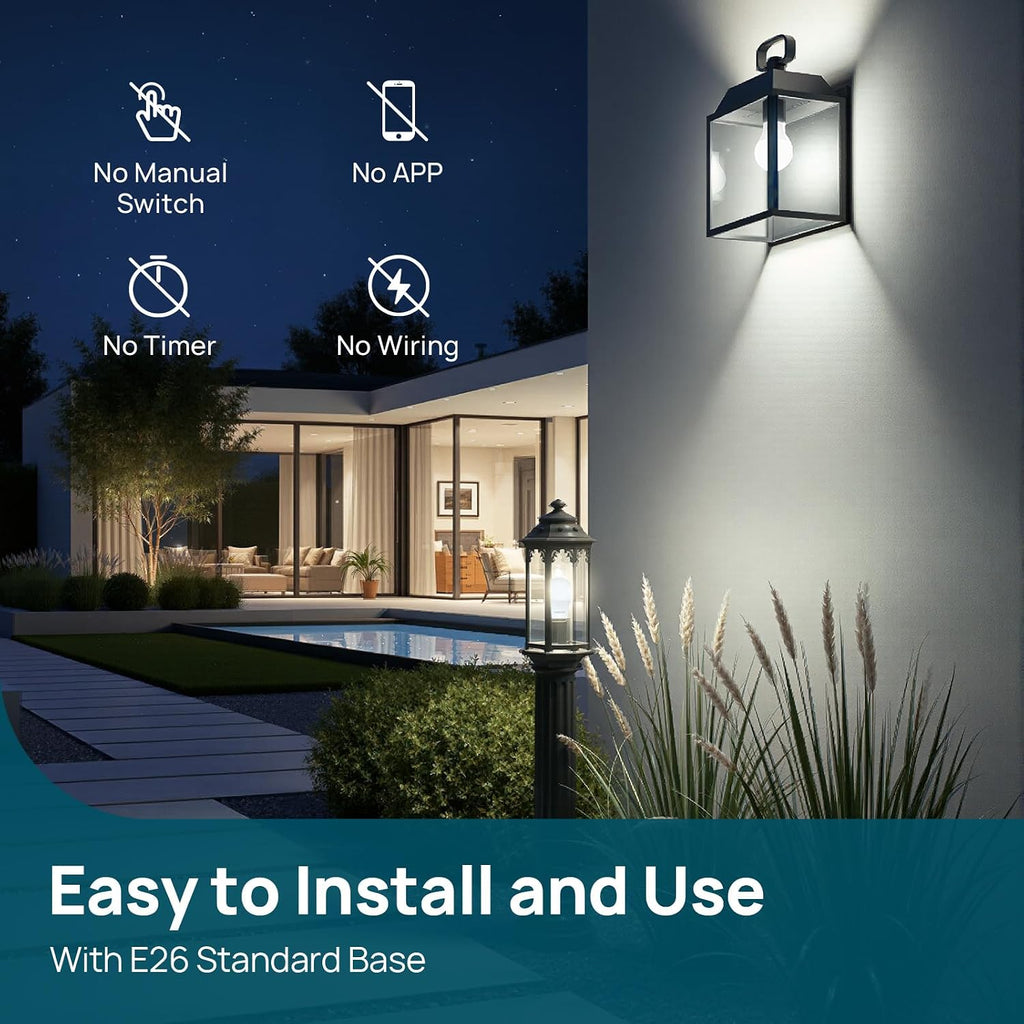 Dusk to Dawn Light Bulbs Outdoor, A19 Sensor Led Bulbs Automatic On/Off, 9.5W led Light Bulbs, 75 Watt Equivalent