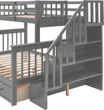 Twin Over Full Stairway Bunk Bed with Drawers