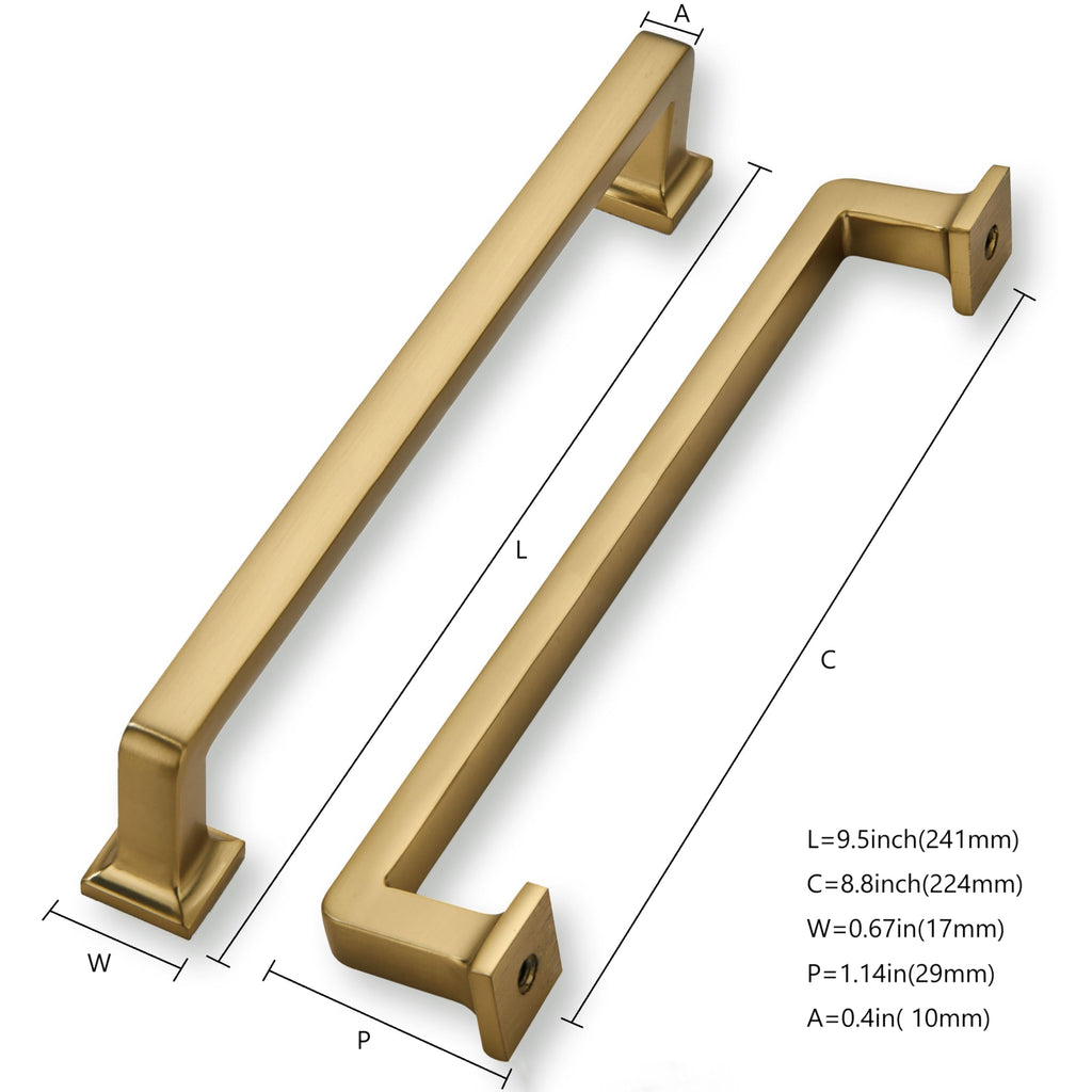 6 Pack Champagne Bronze Cabinet Pulls, 8-3/4 Inch(224mm) Hole Centers Cabinet Handles Kitchen Hardware Straight Bar