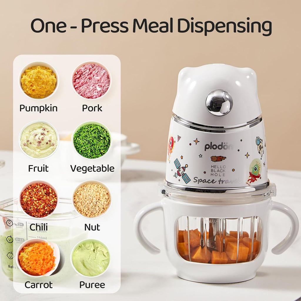 Food Maker, 10 oz Glass Puree Blender with Cup Sleeve, Silver