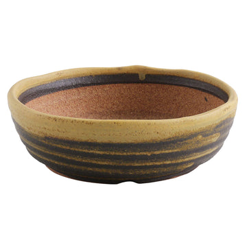 Shigaraki Series Yellow Dust Stripe Glazed Ceramic Bonsai Pot