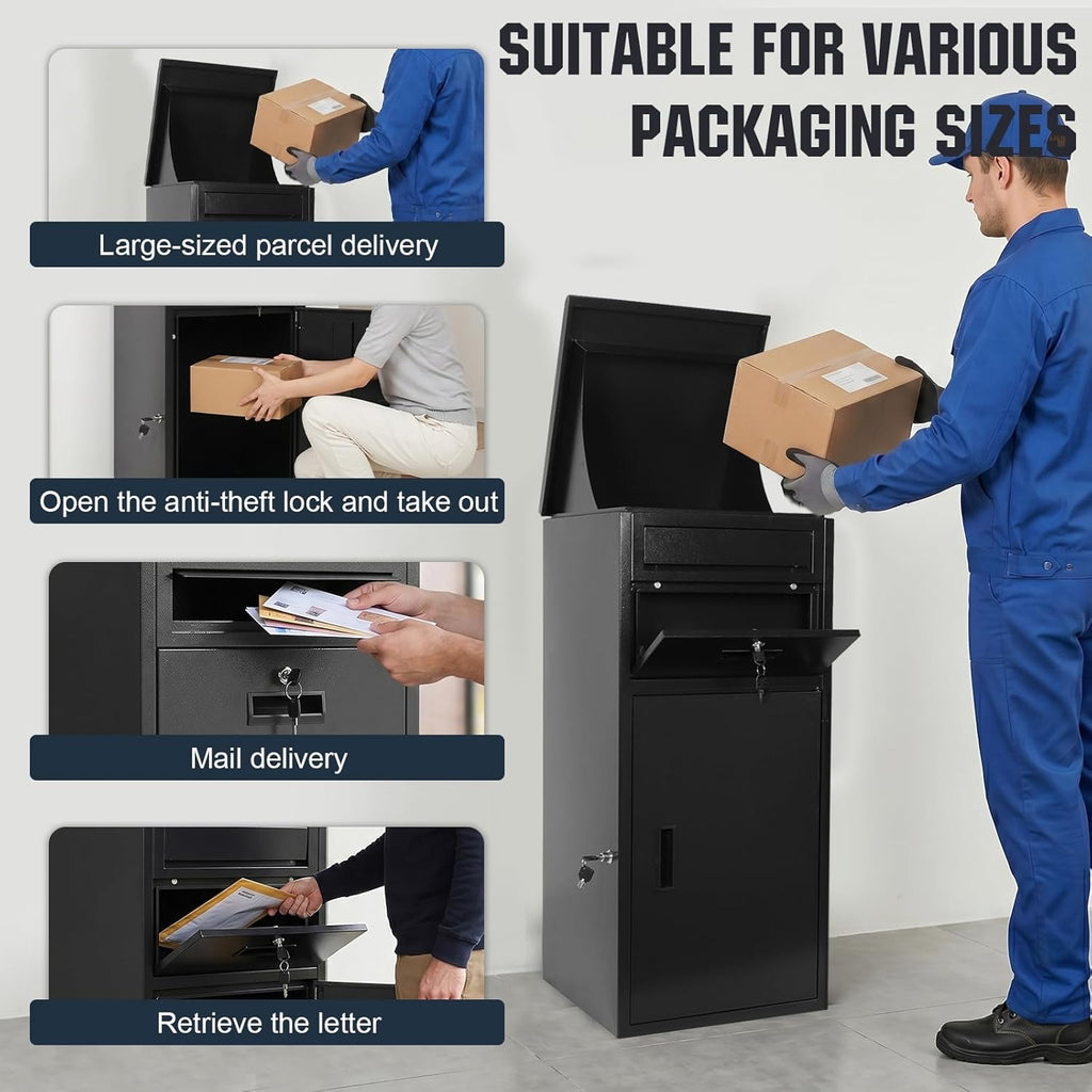 Extra Large Outdoor Package Delivery Box 40"x20"x20" Lockable Waterproof Anti-Theft Parcel Drop Box Secure Package
