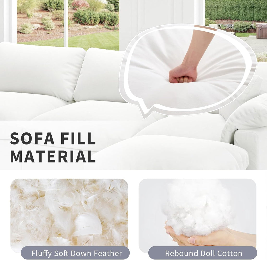 Cloud Modular Sectional Sofa, Oversized Convertible Modular Cloud Couch, Down Feather Filled Sectional Sofa Comfy Upholstered Deep Seat Couches for Living Room, Sofa Covers Washable & Replaceable A124-B0DJ7B5BLF