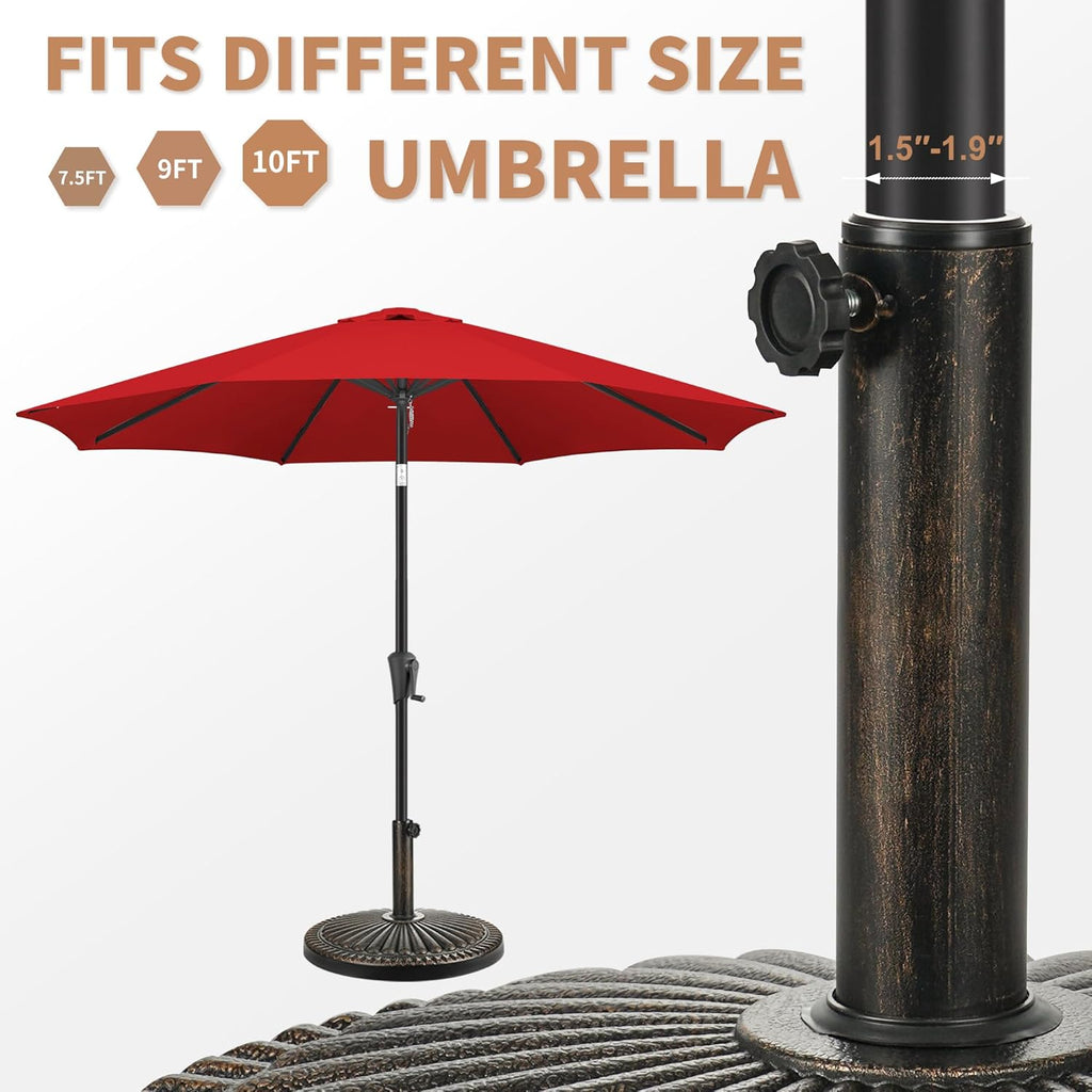 40lb Patio Umbrella Base - No Filler Required Heavy Duty Outdoor Umbrella Base Stand Pool, Balcony, Beach, Bronze