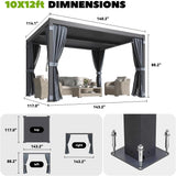 Louvered Pergola 10x12, Outdoor Rustproof Shelter with Adjustable Roof
