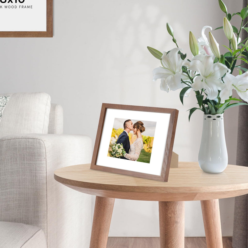 5x7 Solid Oak Wood Picture Frames, Walnut, 3 Pack