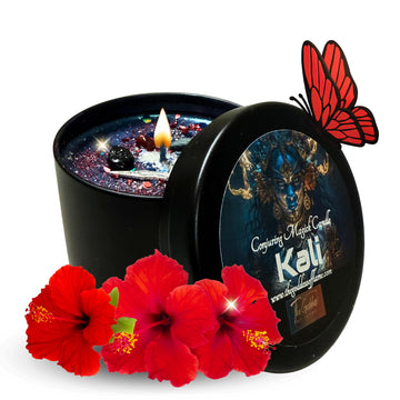 Kali Hindu Goddess Crystal Candle | Kali Spell Candle - Remove Obstacles, Destroy The Old, Personal Growth, Rebirth &