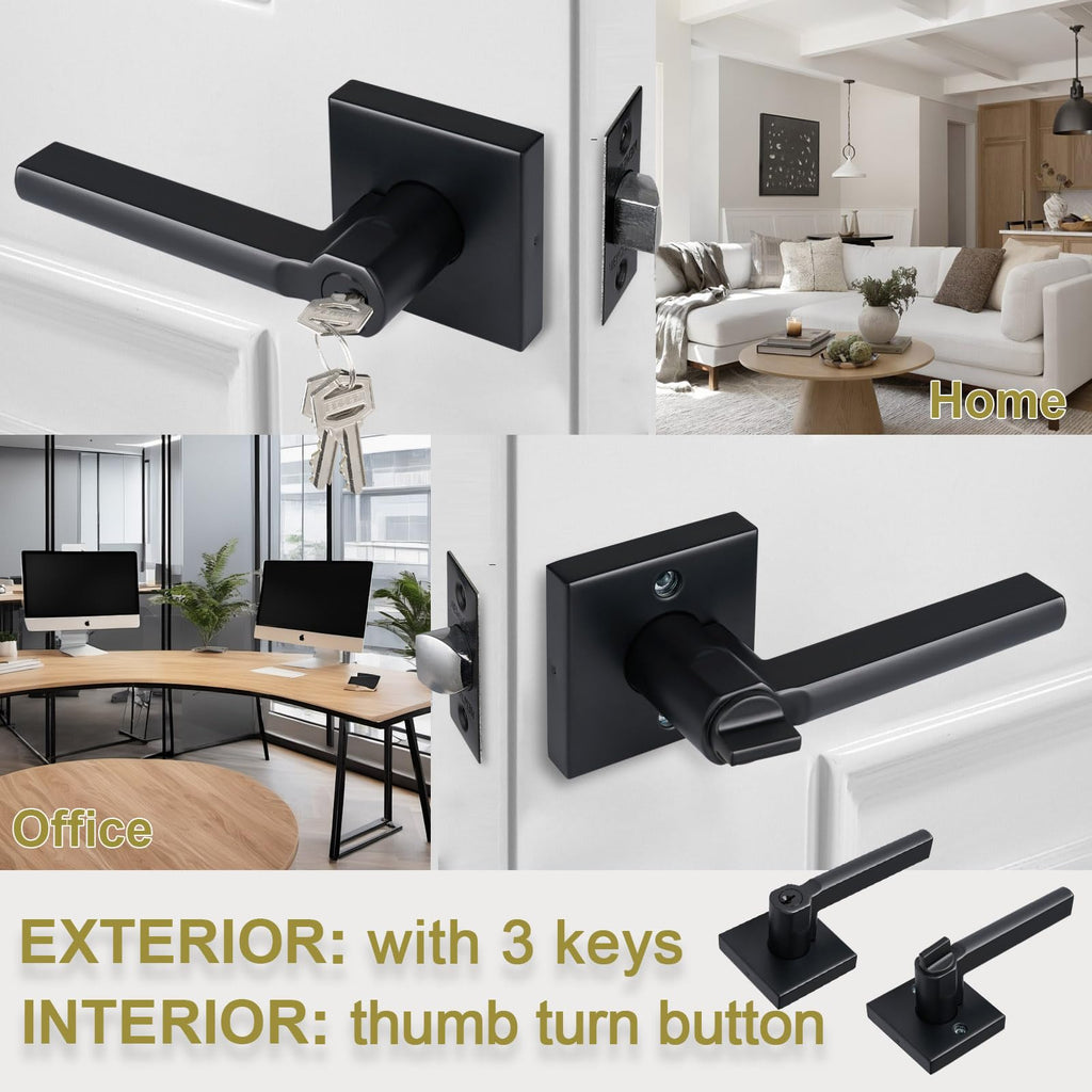 6 Packs Keyed Entry Door Lever with Lock, Heavy Duty, Different Keys
