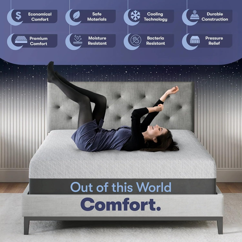 12 Inch Queen Mattress, Made in The USA, CertiPUR-US, Oeko-Tex, and Fiberglass-FreeTM Certified Cooling Bed, Gel