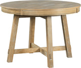 Farmhouse Round Extendable Dining Table with 16" Leaf Wood Kitchen Table (Natural Wood Wash)