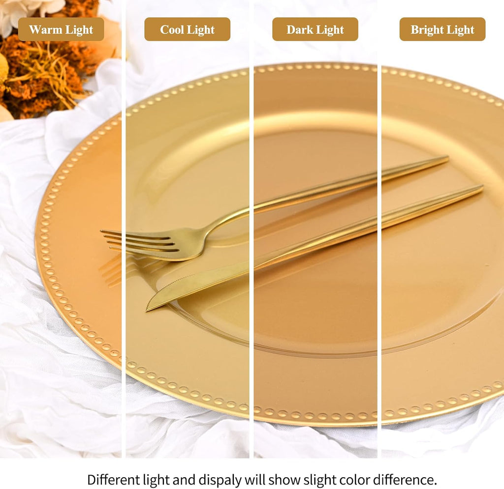 13" Gold Charger Plates 24 Pack Charger Plates Bulk - Set of 24