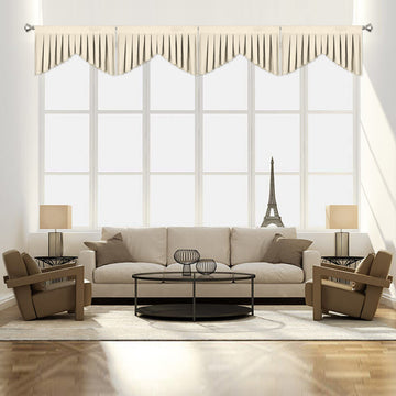 Beige Valances for Windows - Rod Pocket Blackout Curtain Valances, Pack of 4 (Beige, 39" W x 20" L)