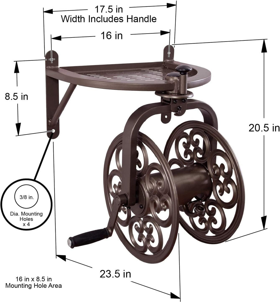 Garden 710 Navigator Rotating Garden Hose Reel, Holds 125-Feet of 5/8-Inch Hose - Bronze