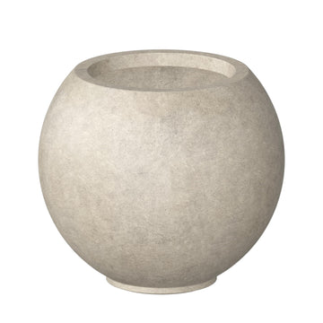 Small Round Sphere Weathered Concrete Planter 11" Dia, Outdoor