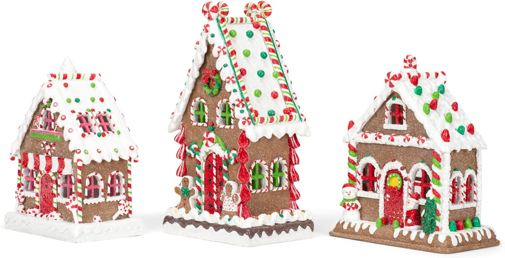Feldstein Red Gingerbread Village Porcelain Tea Light, 8