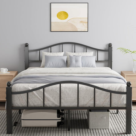 Full Bed Frames with Headboard, Noise-Free Design & Underbed Storage Heavy Duty Metal Bed Frames No Box Spring