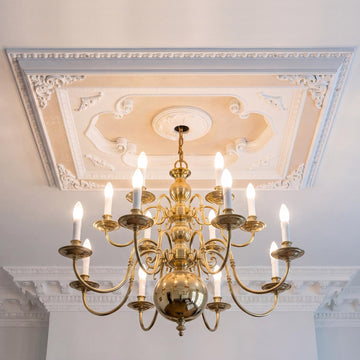 35.5 x 27.5 Inch White Ceiling Medallion, Square Rococo Palace