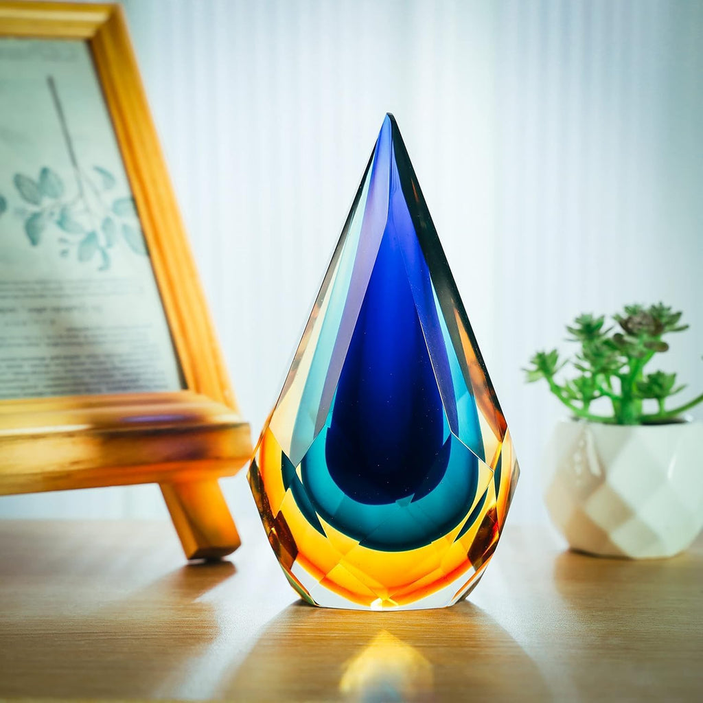 Hand-Blown Glass Sculpture Glass Decor Murano-Style Glass Statue and Figurine Wonderful Gift, Blue and Green Color
