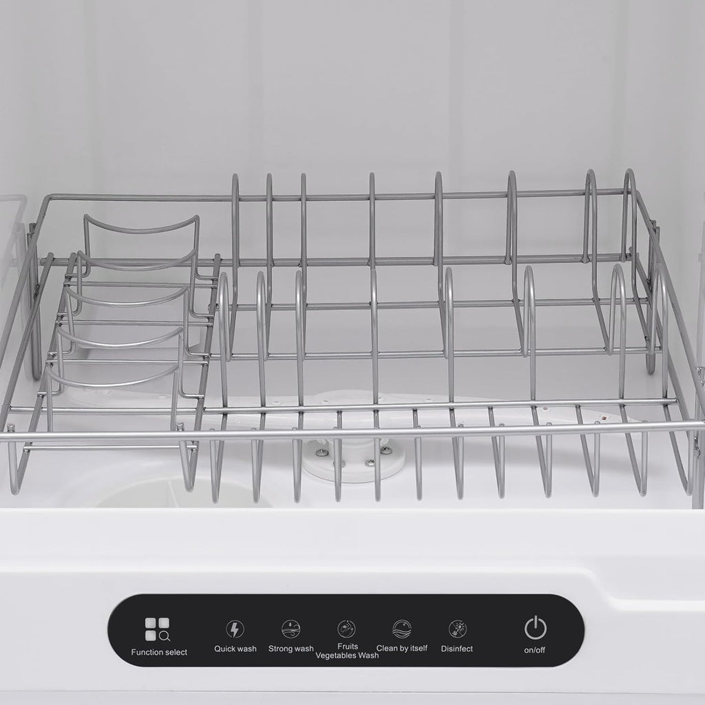 Portable Countertop Dishwasher, 5 Washing 12 Spouts Water Tank Leak-Proof Dry and 360° Rotation Flushing
