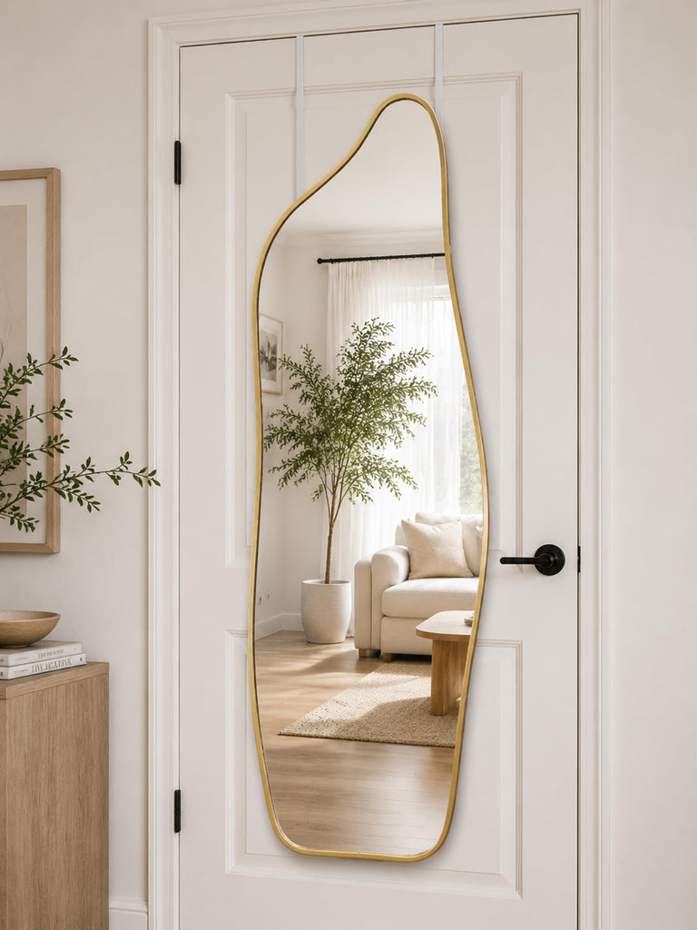 Full Length Door Mirror, 48"x16" Wall Mounted Mirror, Gold