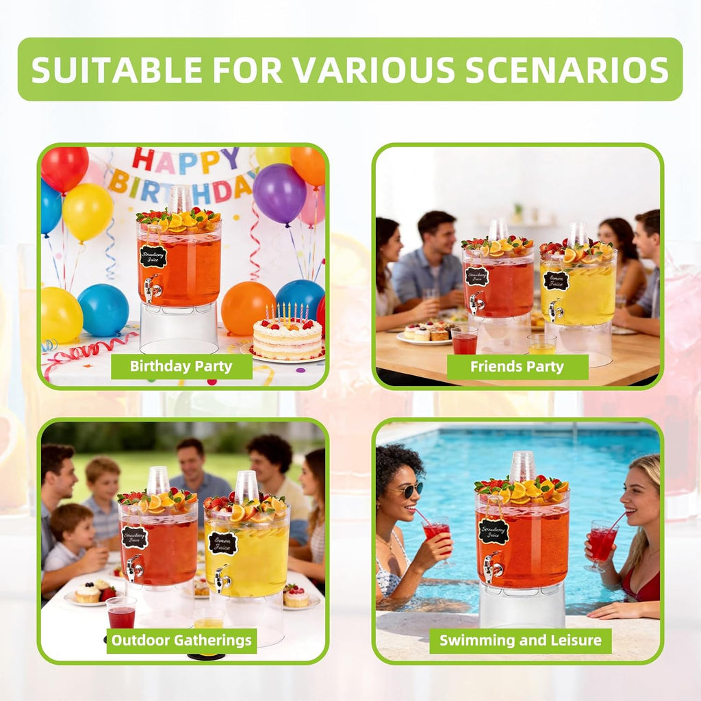 Gallon Drink Dispensers for Parties 2 PACK with Stand - Set of 2
