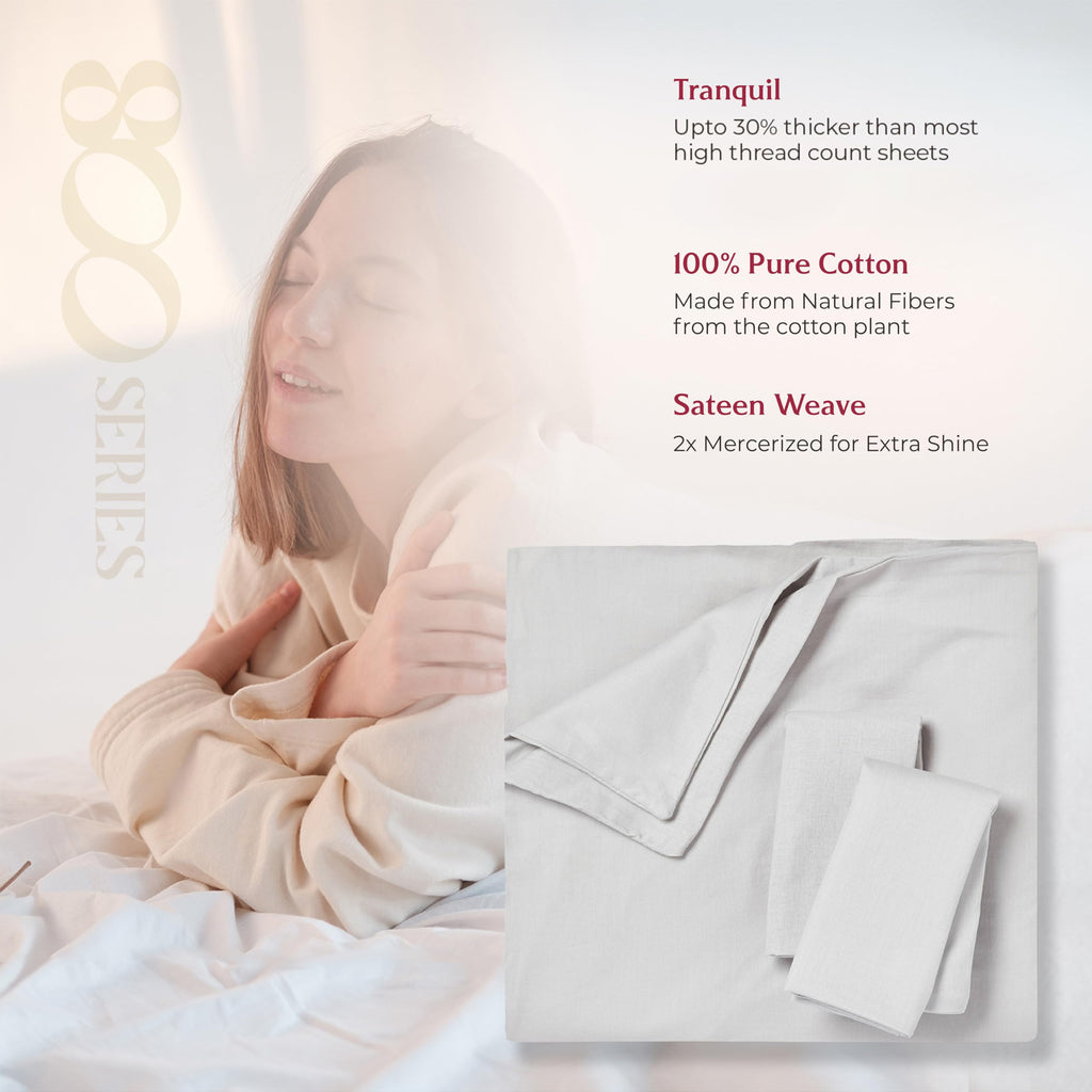 100% Egyptian Cotton Duvet Cover Set Twin/Twin XL Size - Luxury 800 Series Tranquil Collection Cotton Duvet Cover Set