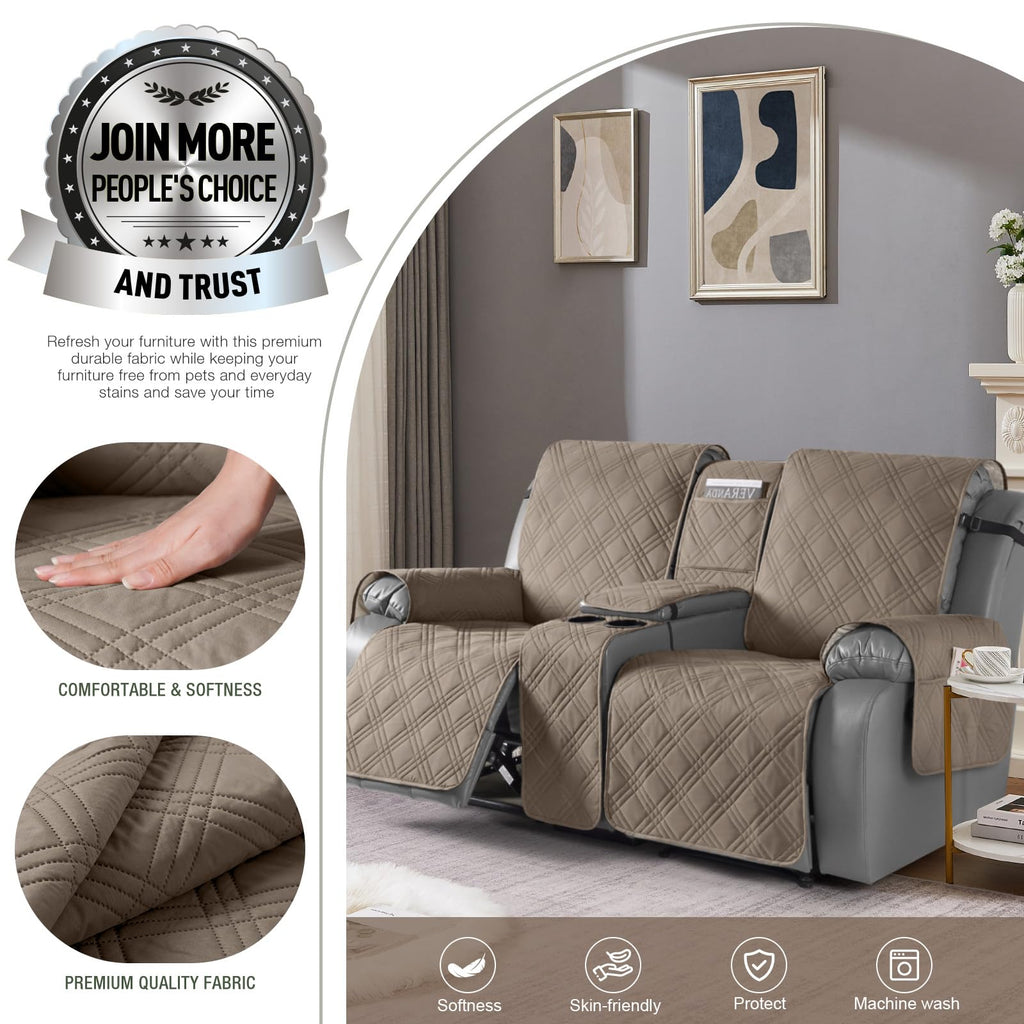 Waterproof Loveseat Recliner Cover with Center Console, 2 Seater