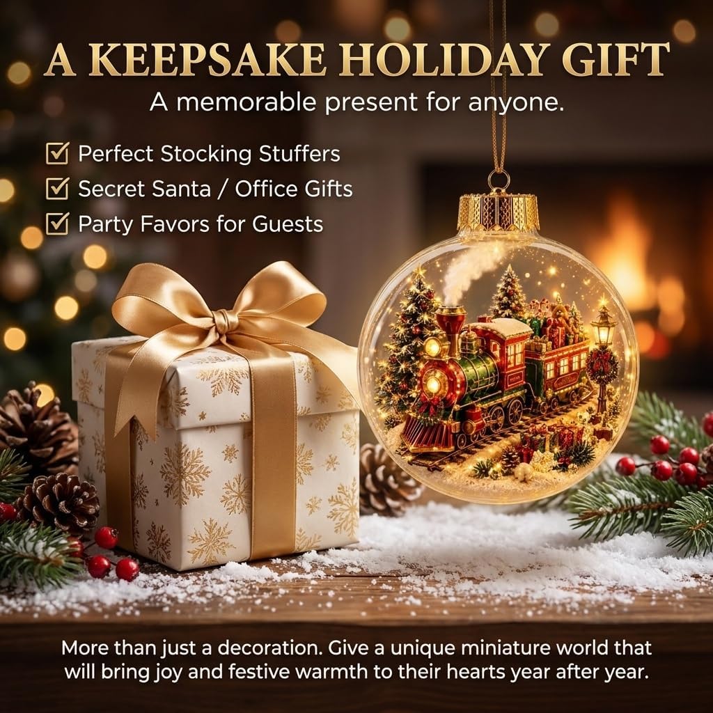 Glowing Christmas Ornament Ball with LED Light, 8 cm Clear