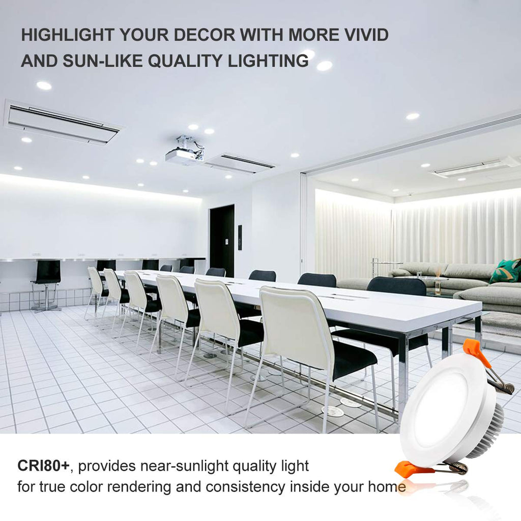 2 Inch LED Recessed Lighting, Dimmable LED Downlight 3W (35W Halogen Equivalent), CRI80+, 5000K Daylight White