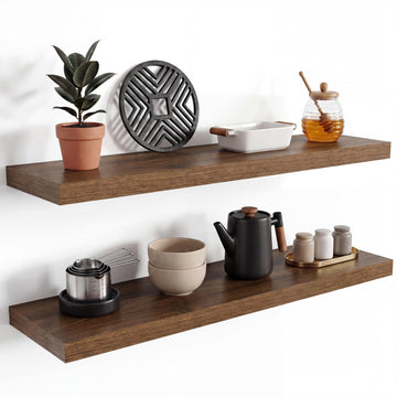 Floating Shelves 39.4" W x 10.3" D Walnut Set of 2