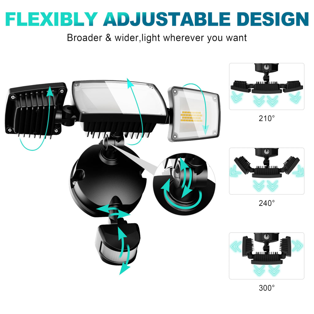 55W Plug in Flood Light Outdoor Motion Sensor Security Lights D2D Remote