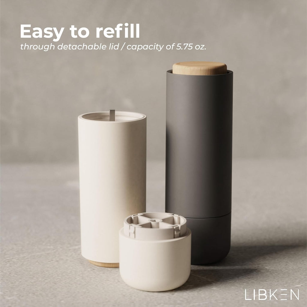 Non-Spill Salt and Pepper Grinder Set - Adjustable Ceramic Grinder - Minimalistic Spice Mill - Easy to Refill - Set of 2