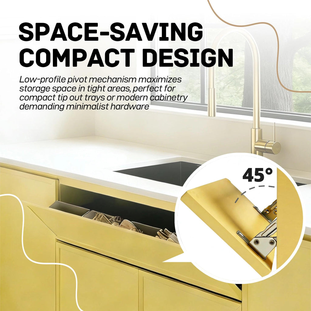 Soft-Close Pivot Hinges 2-Pack, Silent Tip Out Tray & Cabinet Hinges, Heavy-Duty Self-Closing /Bathroom
