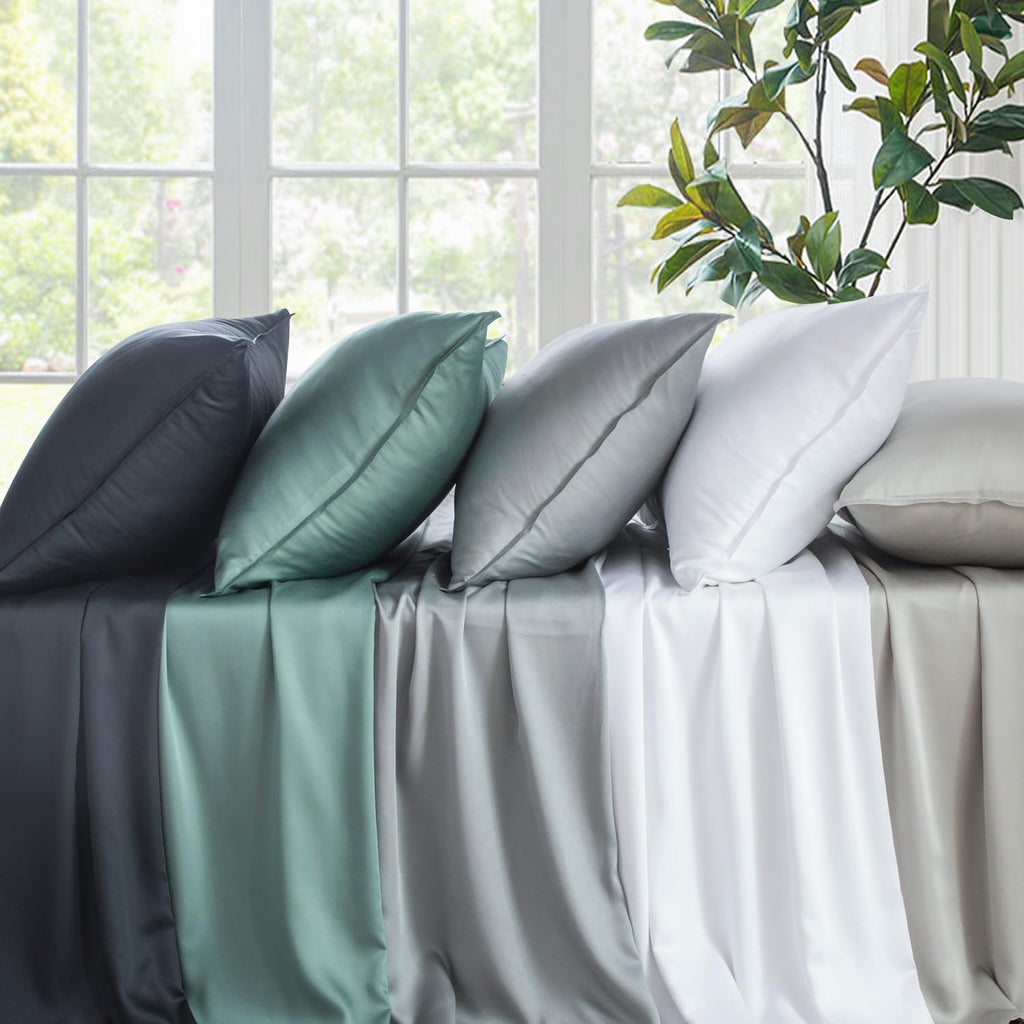 100% Viscose Derived from Bamboo Sheet Set, Deep Pocket 16", 400 Thread Count Cooling Sheets for Hot