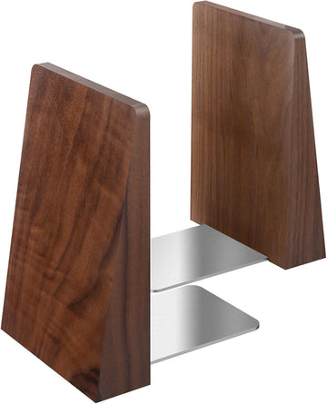 Walnut Book Ends Heavy Duty Handmade Book Ends for Shelves Decorative Bookends to Hold Heavy Books (Black Walnut Wood