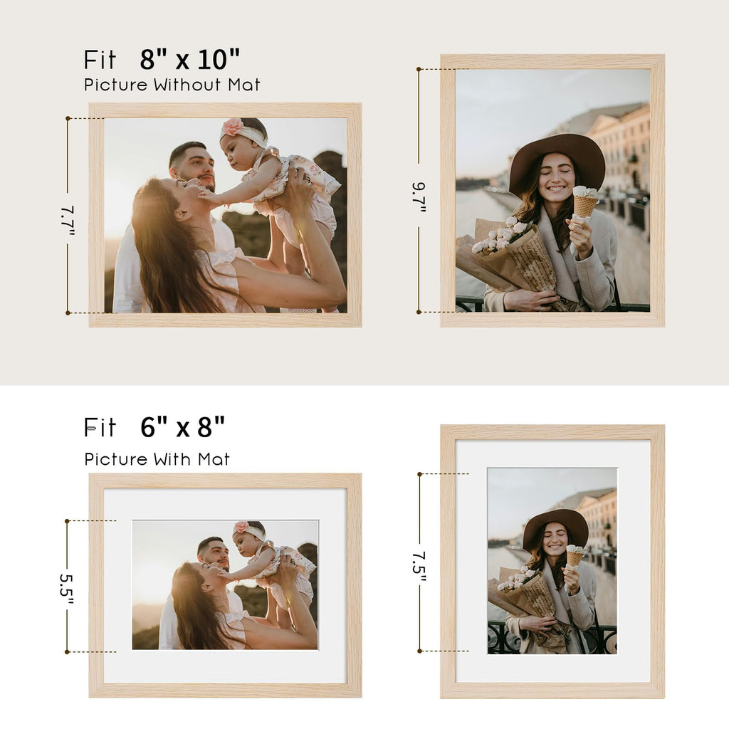 8x10 Solid Oak Wood Picture Frames, Natural Oak, 3 Pack