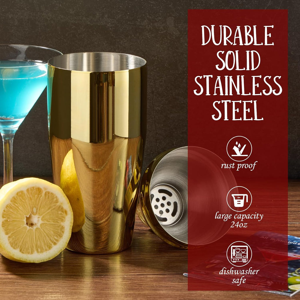 Cocktail Shaker Set Bartender Kit, 12-Pcs Bar Tool with Bamboo Stand - Set of 12