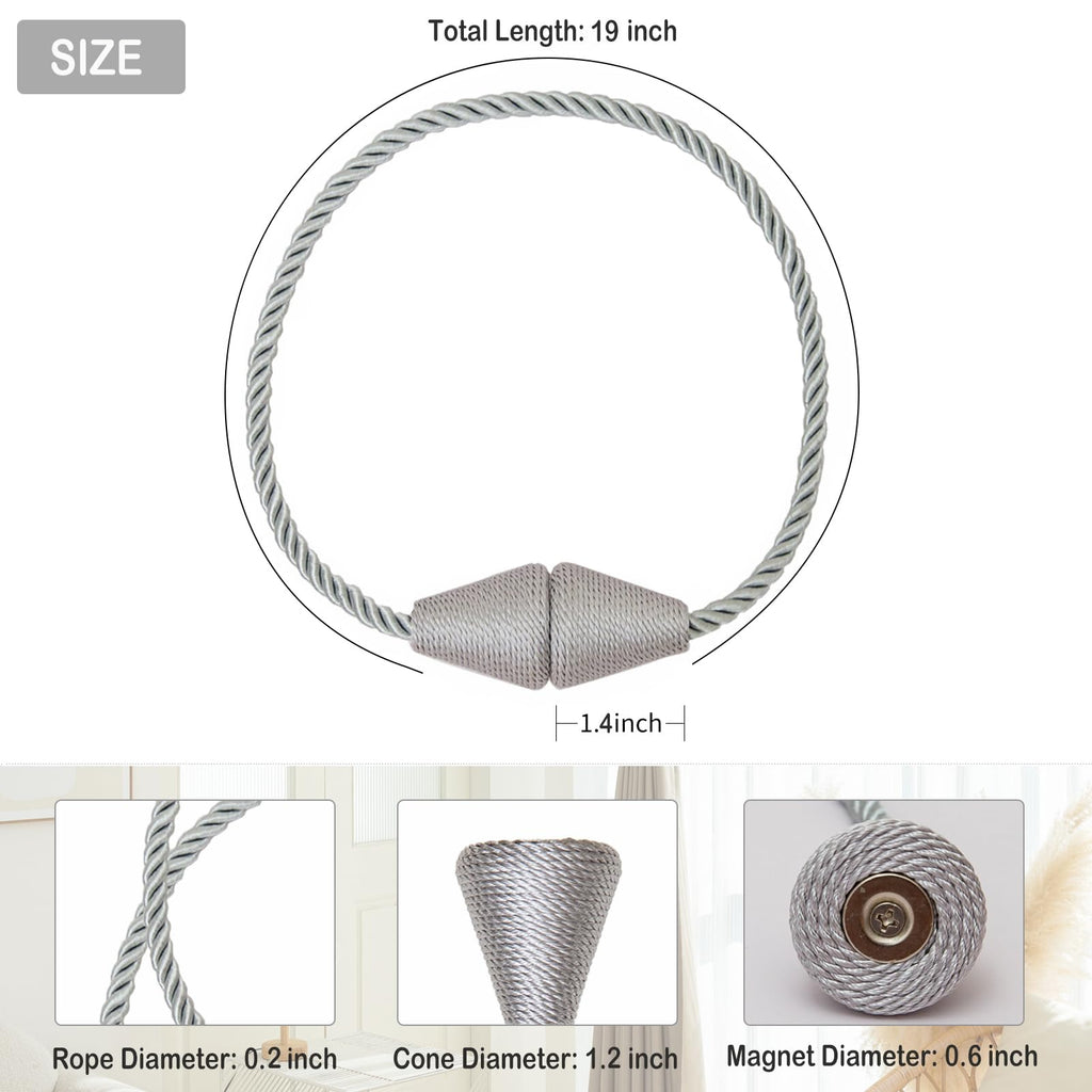 Magnetic Curtain Tiebacks 4 Pack Outdoor Rope Curtain Tie Backs Decorative Window Treatment Holdbacks Decorative