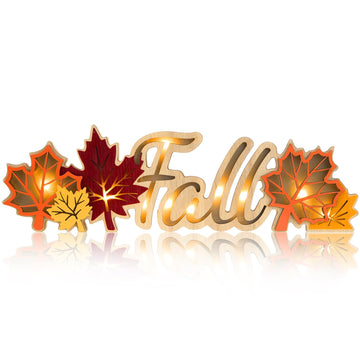Fall Decor Thanksgiving LED Wooden Sign Rustic Tabletop Centerpiece