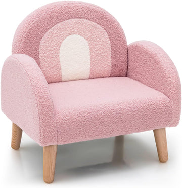 Kids Sofa, Toddler Armchair with Solid Wooden Frame Anti-Tipping Design Plush Fabric, Upholstered Children Chair