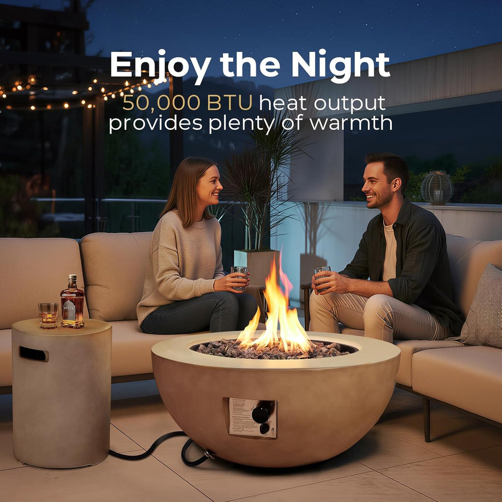 2-Piece Outdoor Propane Fire Pit Table Set w/Tank Cover Table