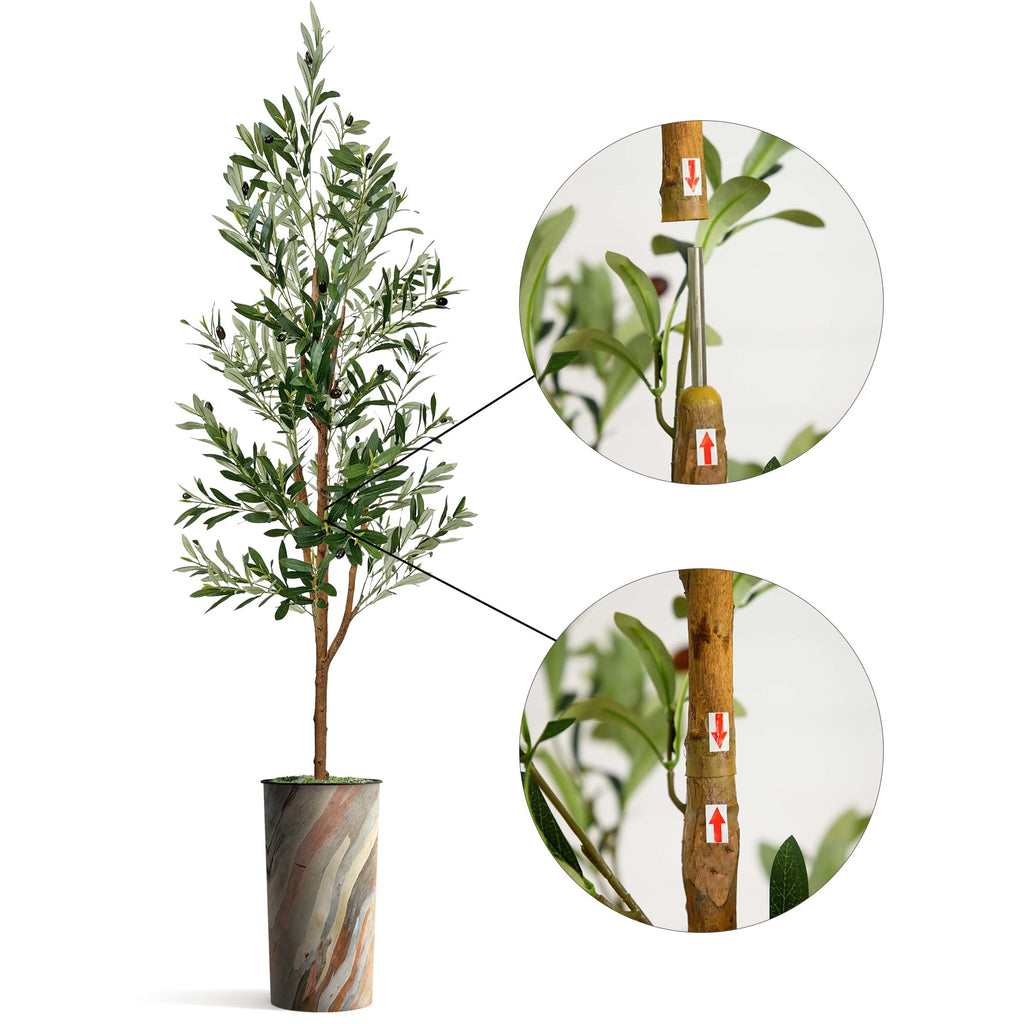 Artificial Tree in Modern Contemporary Planter, Fake Olive Silk Tree for Indoor and Outdoor Home Decoration - 68"