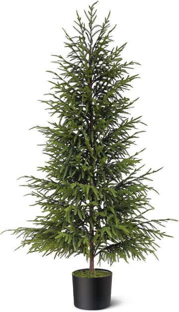 4FT 1Pcs Artificial Norfolk Pine Potted Christmas Tree for Front Door Decor
