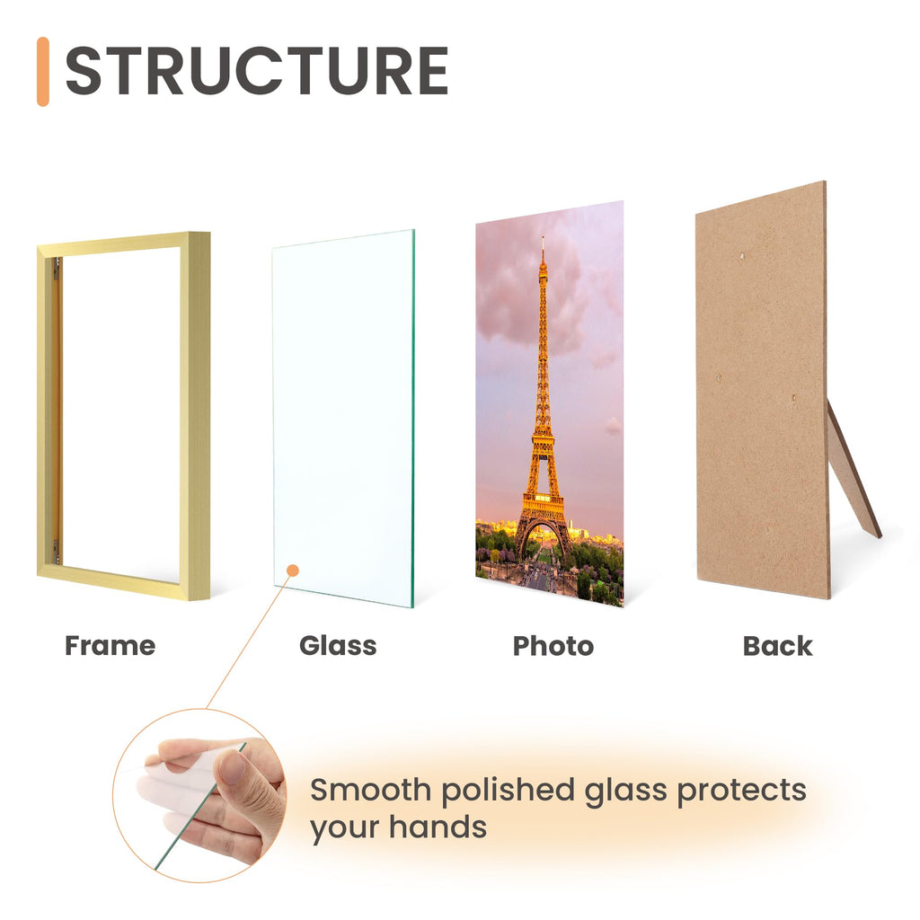 8x10 Picture Frame Glass, Thin Border, White Photo Frames, 3Pcs